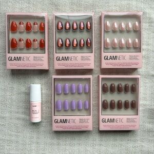 Glamnetic Press-On Nails Bundle, Short Oval, Short Round, Brush-on Glue
